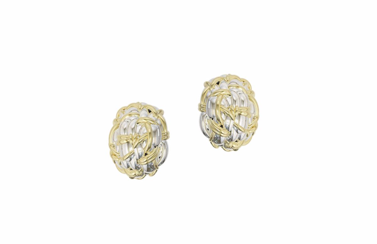 Tweed Oval Stud Earrings