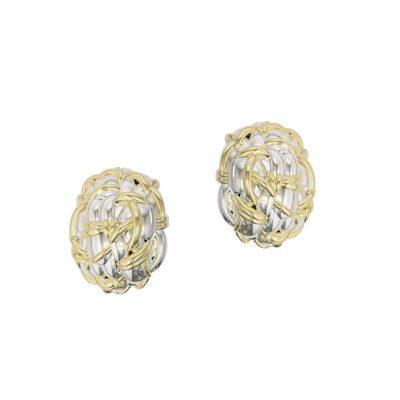 Tweed Oval Stud Earrings