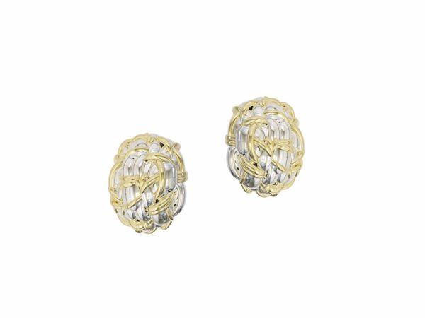 Tweed Oval Stud Earrings