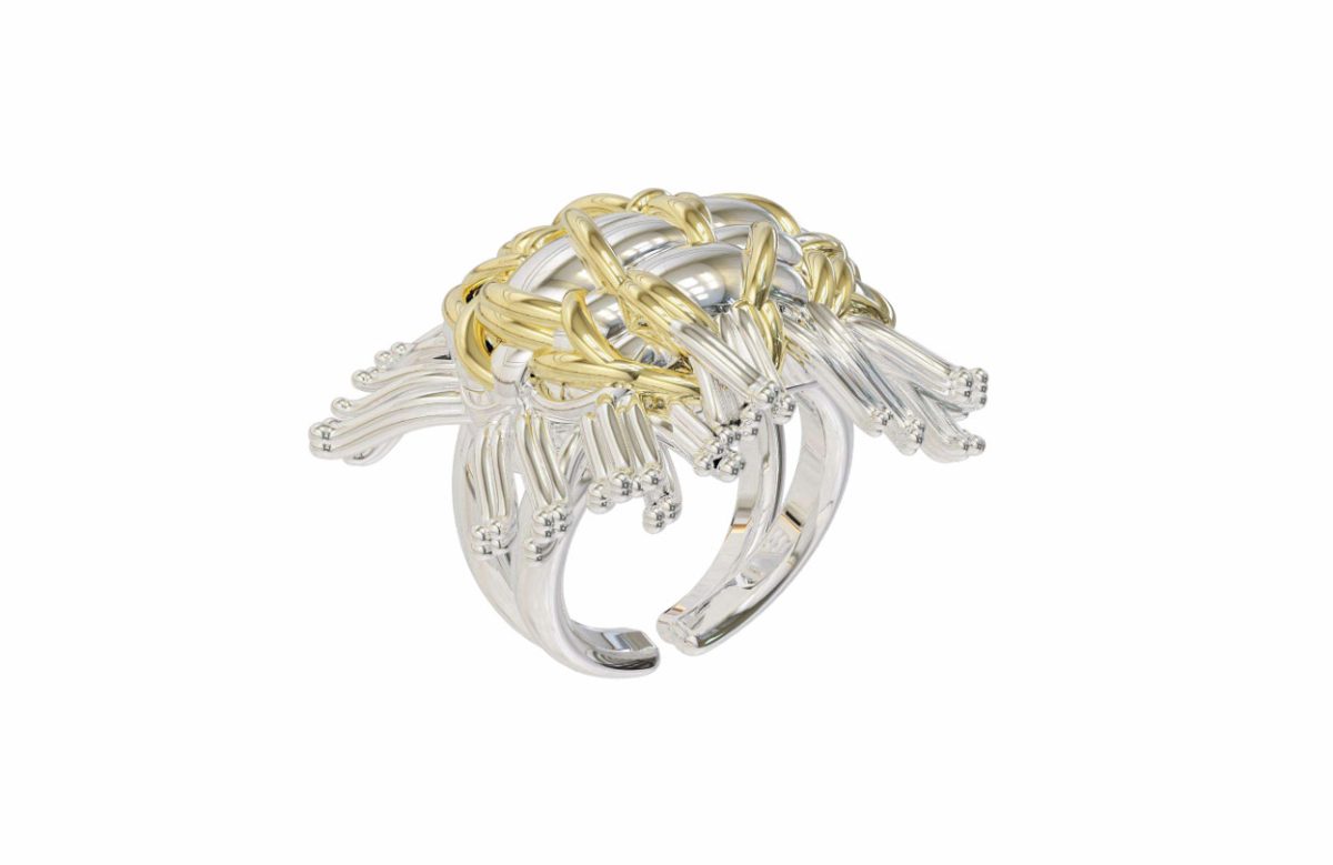 Tweed Fringe Adjustable Ring