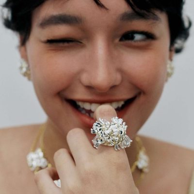 Tweed Fringe Adjustable Ring