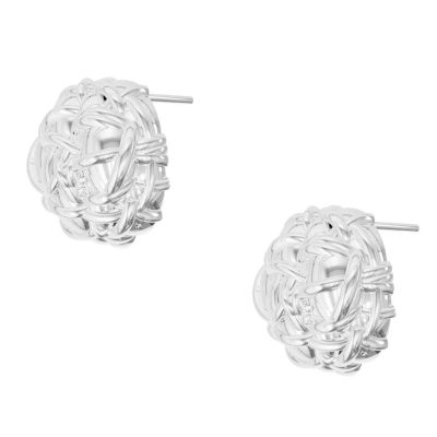 Woven Tweed Sphere Stud Earrings