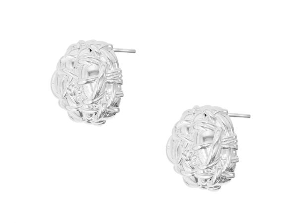 Woven Tweed Sphere Stud Earrings