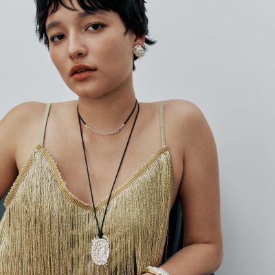 Tweed Fringe Statement Necklace