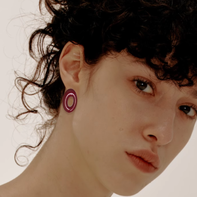 Red Glaze Stud Earrings