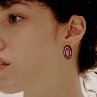 Red Glaze Stud Earrings