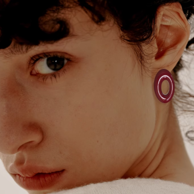 Red Glaze Stud Earrings