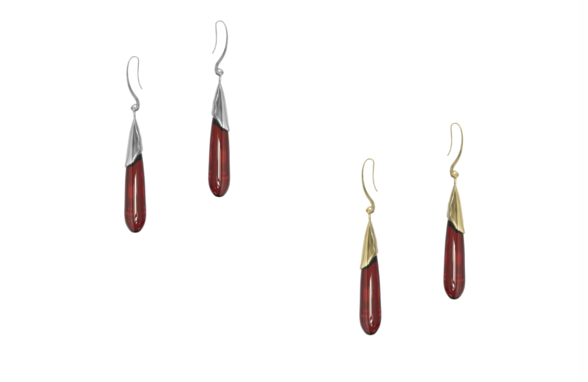 Lucky Scales Red Agate Long Earrings