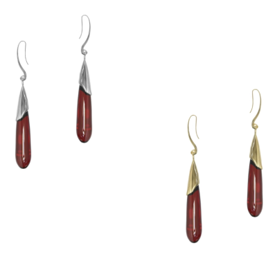 Lucky Scales Red Agate Long Earrings