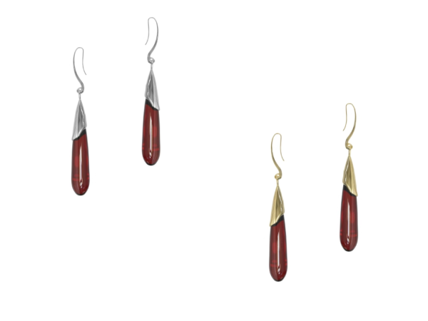 Lucky Scales Red Agate Long Earrings