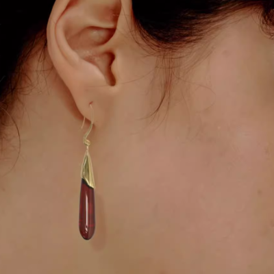 Lucky Scales Red Agate Long Earrings