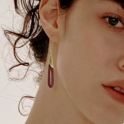 Lucky Scales Red Agate Long Earrings