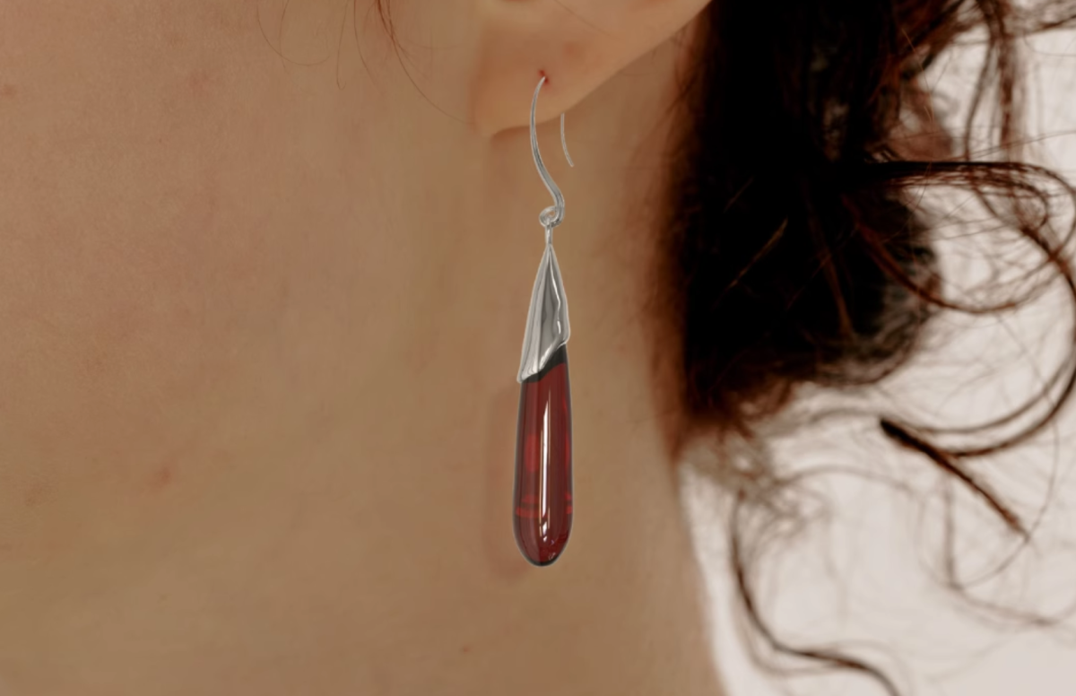 Lucky Scales Red Agate Long Earrings
