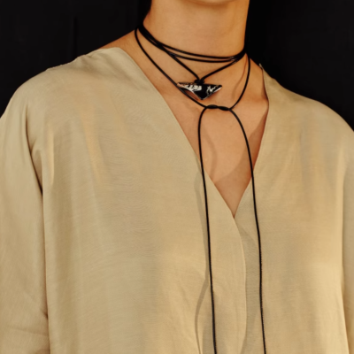 Magnolia Ornamental Pendant Long Necklace