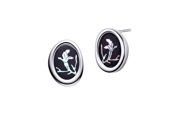 Carved Magnolia Floral Stud Earrings