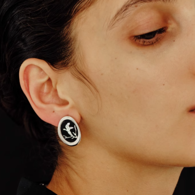 Carved Magnolia Floral Stud Earrings