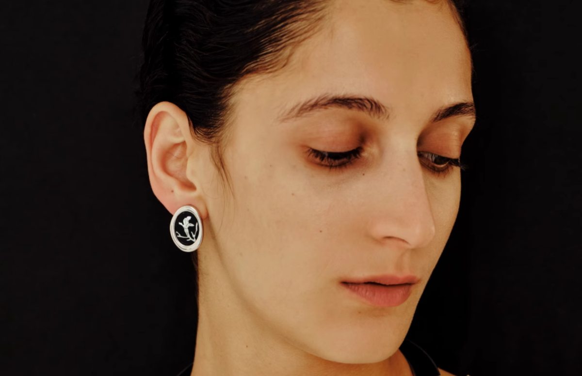 Carved Magnolia Floral Stud Earrings