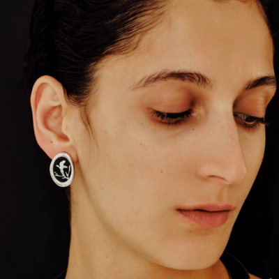 Carved Magnolia Floral Stud Earrings
