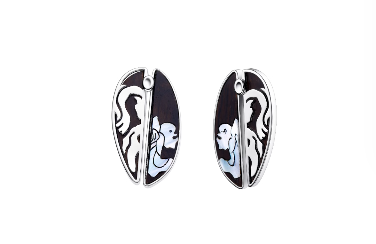Mulan Round Fan Mother-of-Pearl Earrings