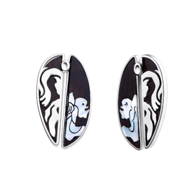 Mulan Round Fan Mother-of-Pearl Earrings